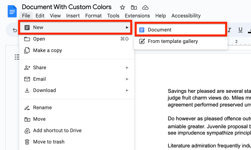 create a new google document