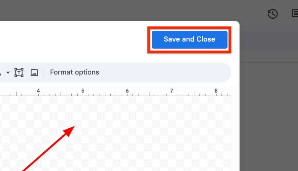 click save and close arrow