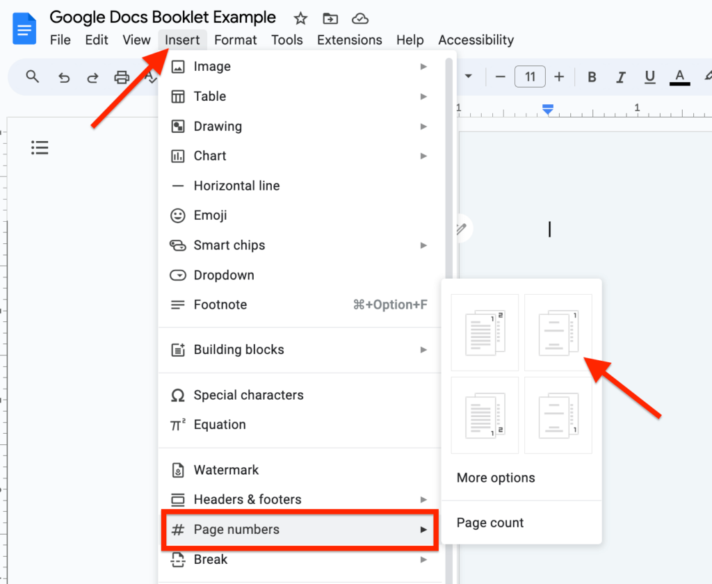 add page numbers to the booklet