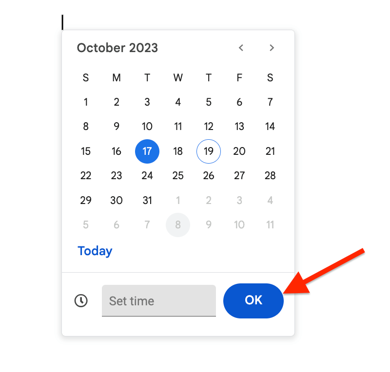 select date and click ok